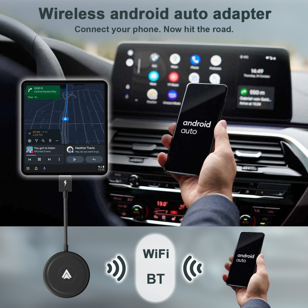  Trådlös Bluetooth Android Auto Adapter Svart