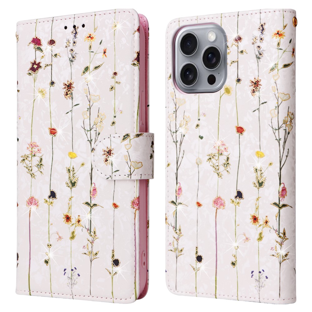  iPhone 16 Pro Max Fodral Med Tryck Små Blommor RFID