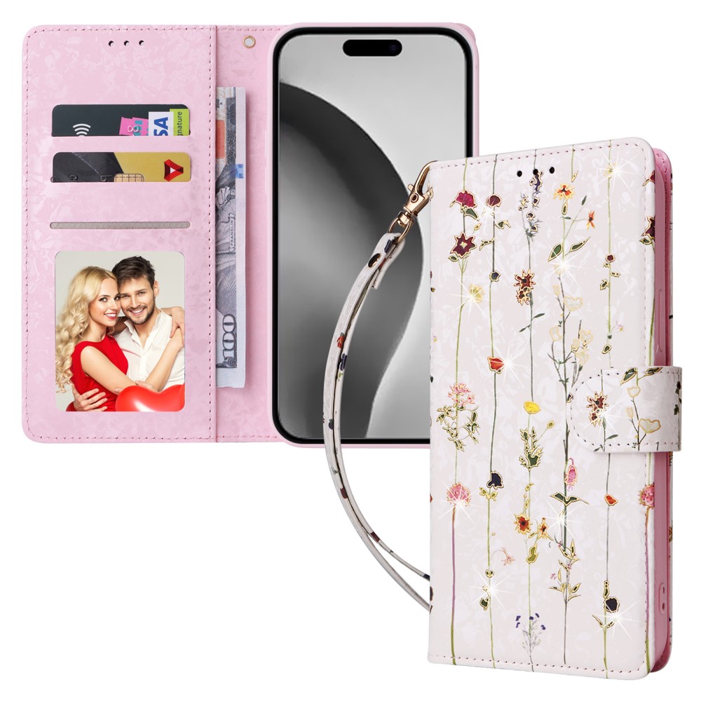  iPhone 16 Pro Max Fodral Med Tryck Små Blommor RFID