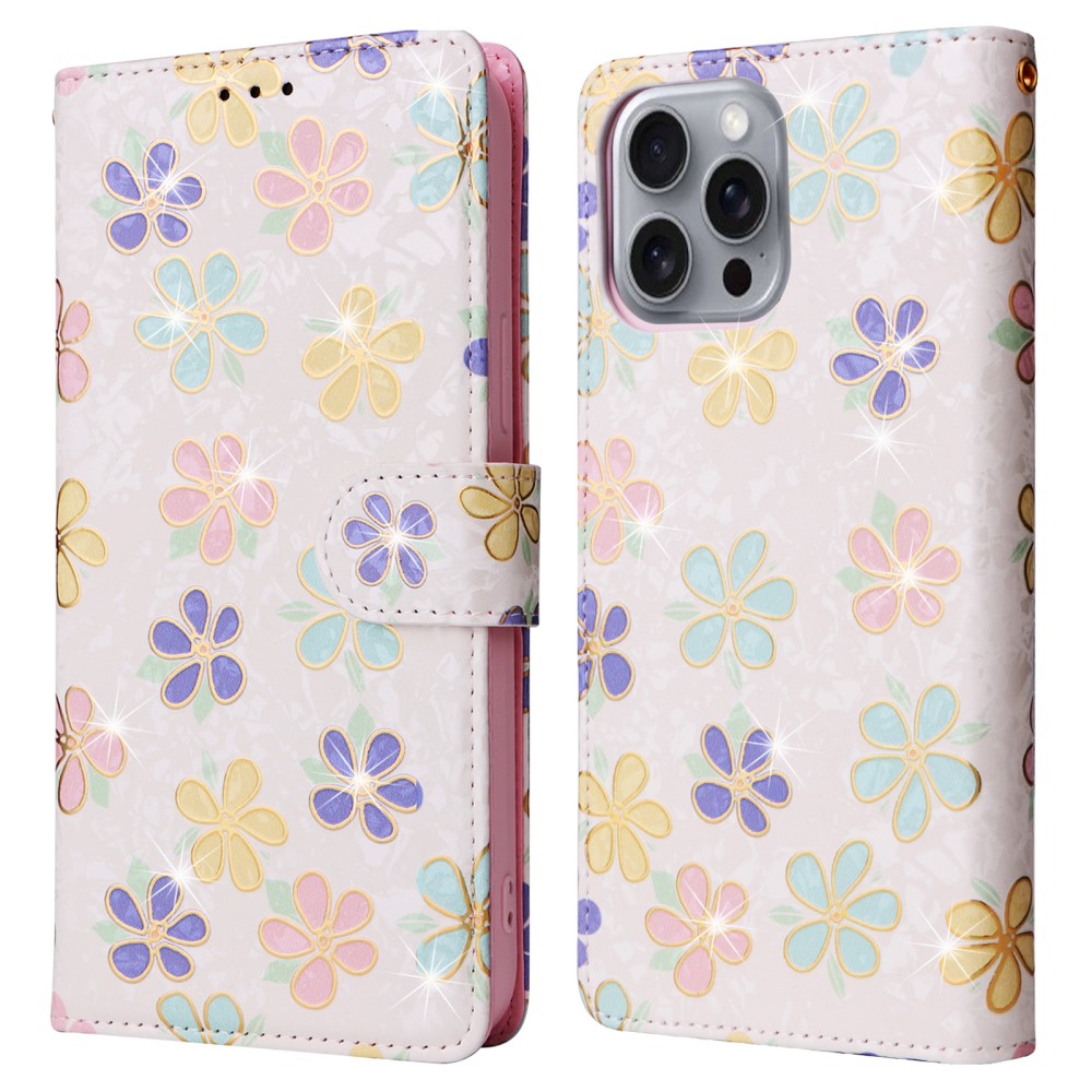  iPhone 16 Pro Max Fodral Med Tryck Färgglada Blommor RFID
