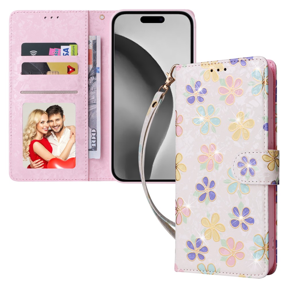  iPhone 16 Pro Max Fodral Med Tryck Färgglada Blommor RFID