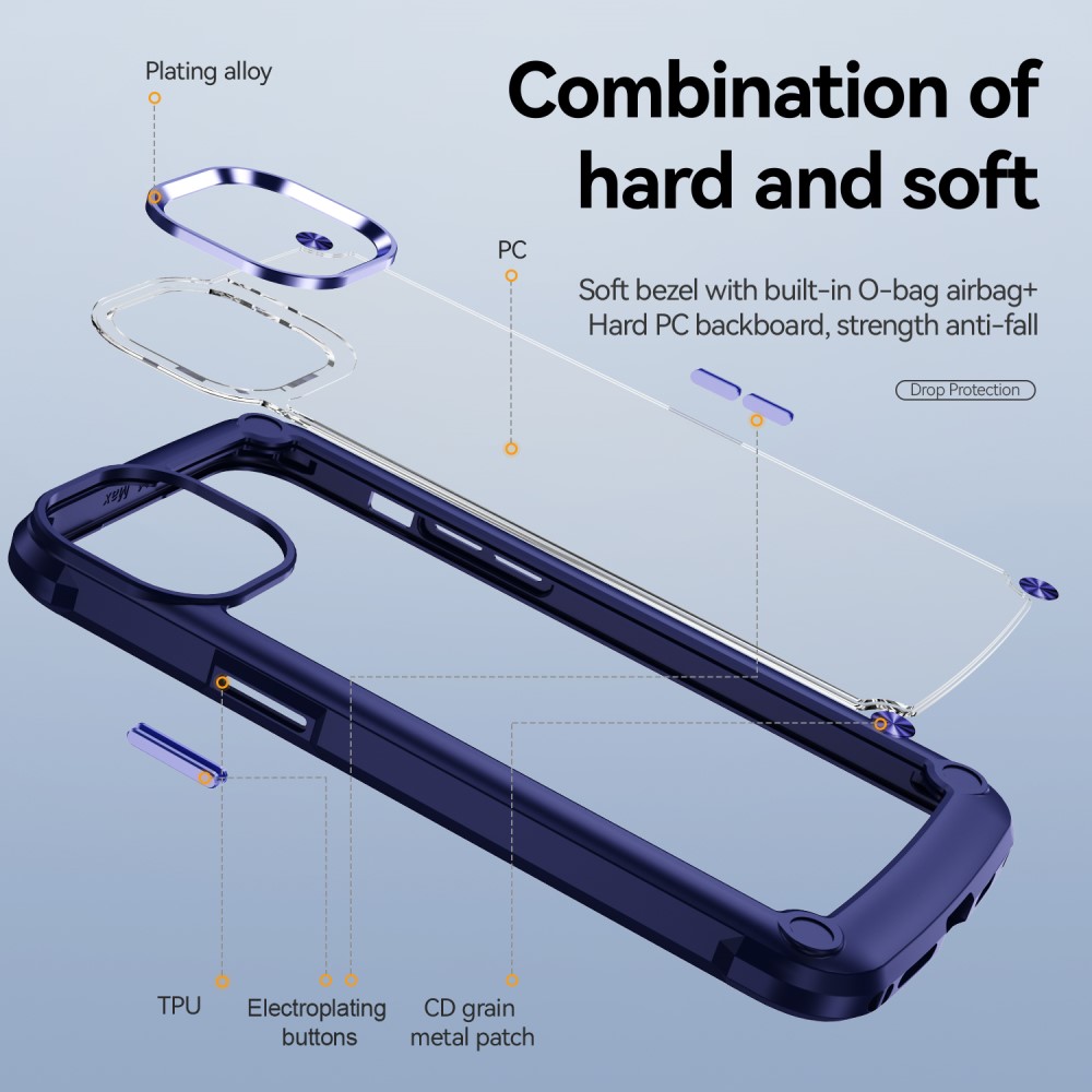  iPhone 16 Pro Max Skal Shockproof Hybrid Armor Mörk Blå