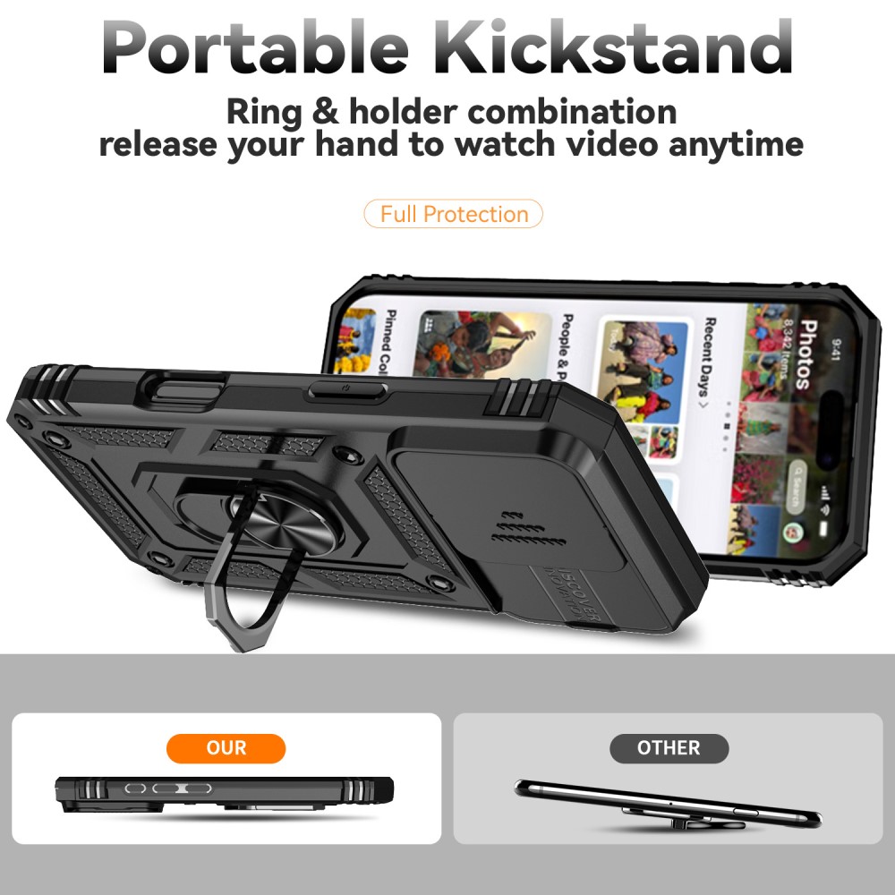  iPhone 16 Pro Skal CamShield Ring Hybrid Svart