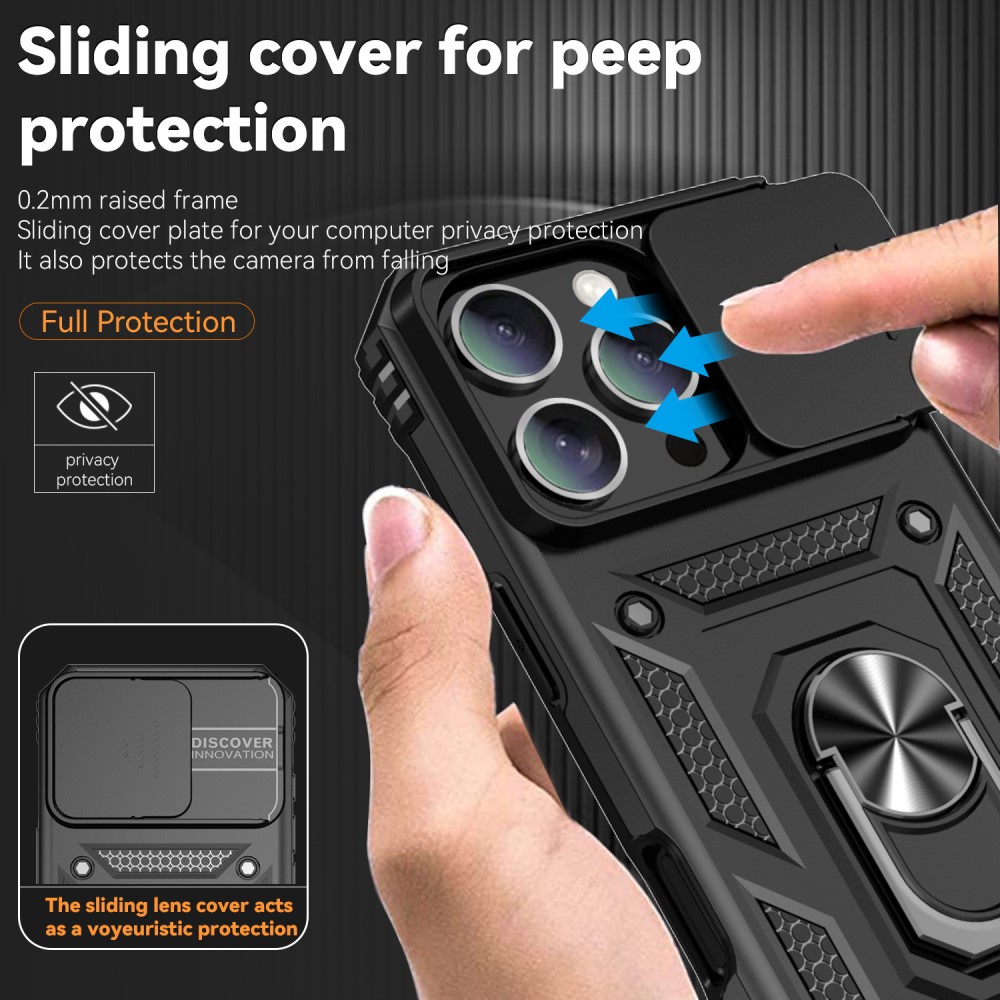  iPhone 16 Pro Skal CamShield Ring Hybrid Svart