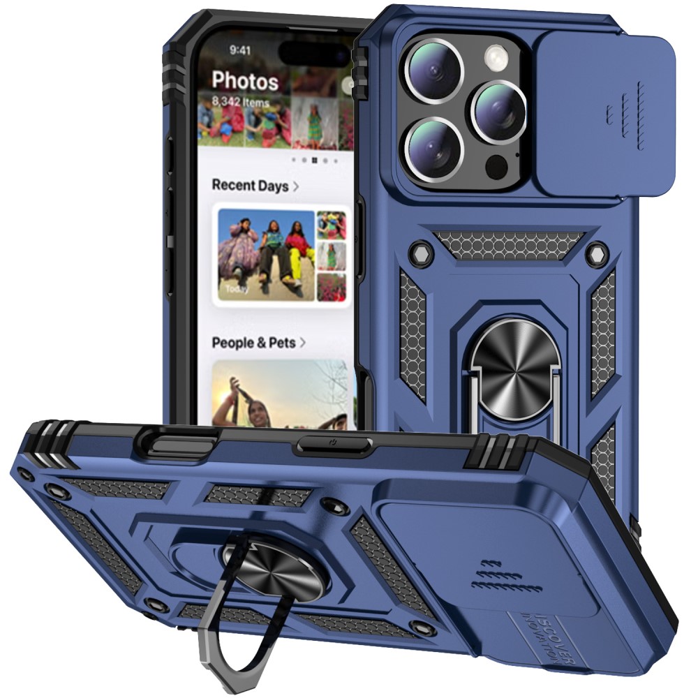  iPhone 16 Pro Skal CamShield Ring Hybrid Blå