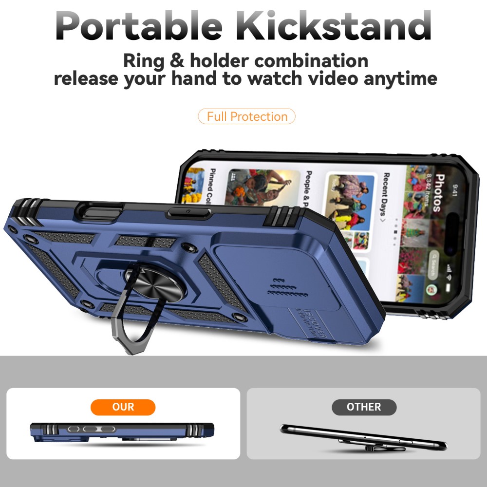  iPhone 16 Pro Skal CamShield Ring Hybrid Blå