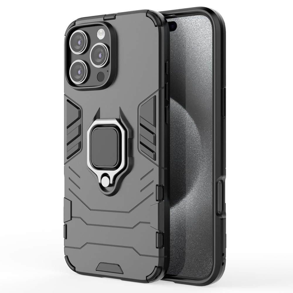  iPhone 16 Pro Max Skal Hybrid Armor Ring Svart