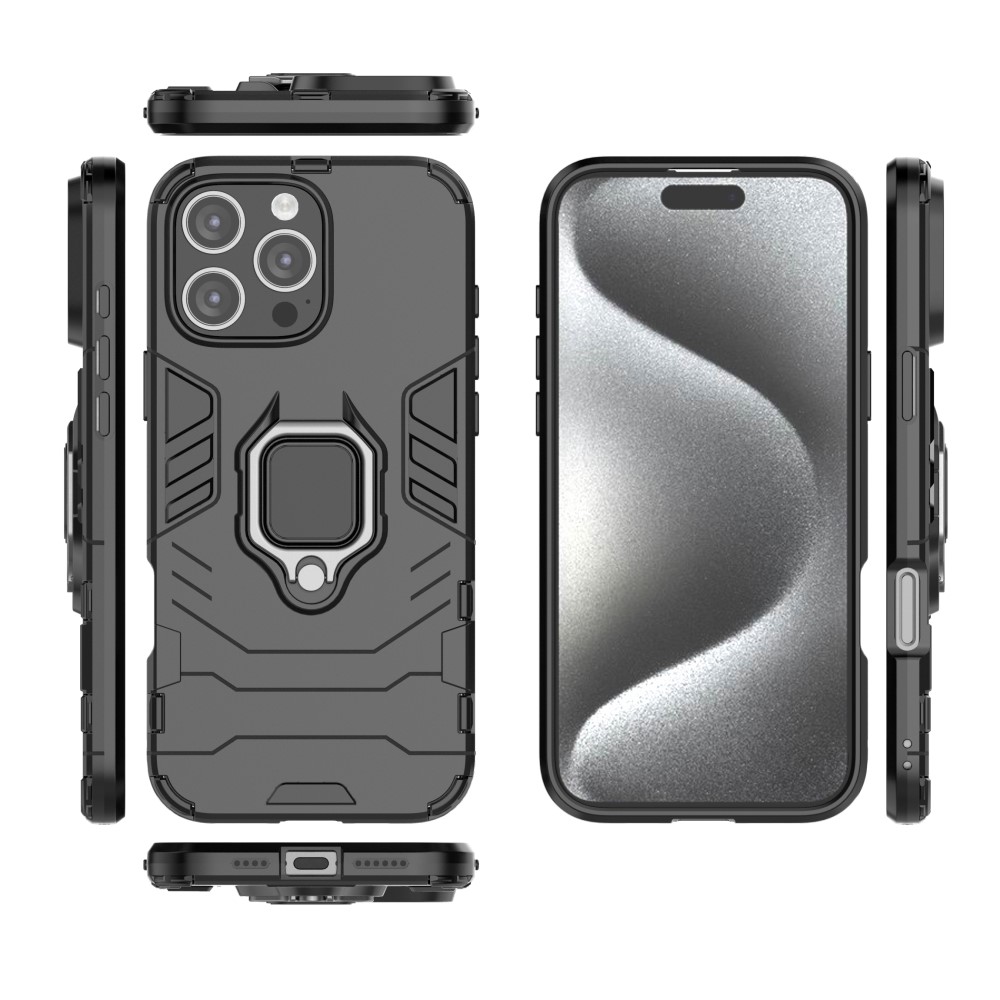  iPhone 16 Pro Max Skal Hybrid Armor Ring Svart