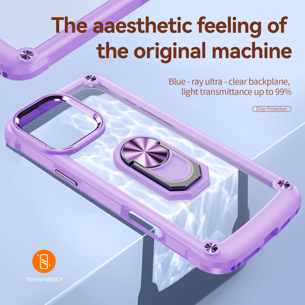  iPhone 16 Pro Max Skal Shockproof Ring Hybrid Lila