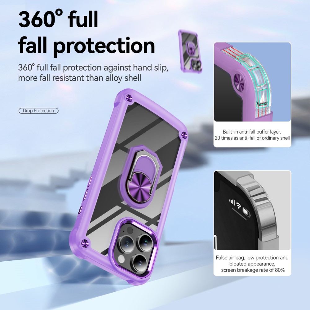  iPhone 16 Pro Max Skal Shockproof Ring Hybrid Lila
