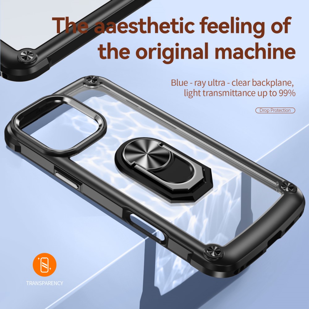  iPhone 16 Pro Max Skal Shockproof Ring Hybrid Svart