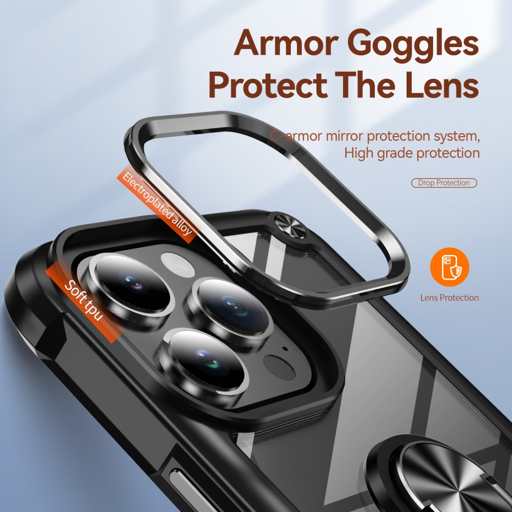  iPhone 16 Pro Max Skal Shockproof Ring Hybrid Svart
