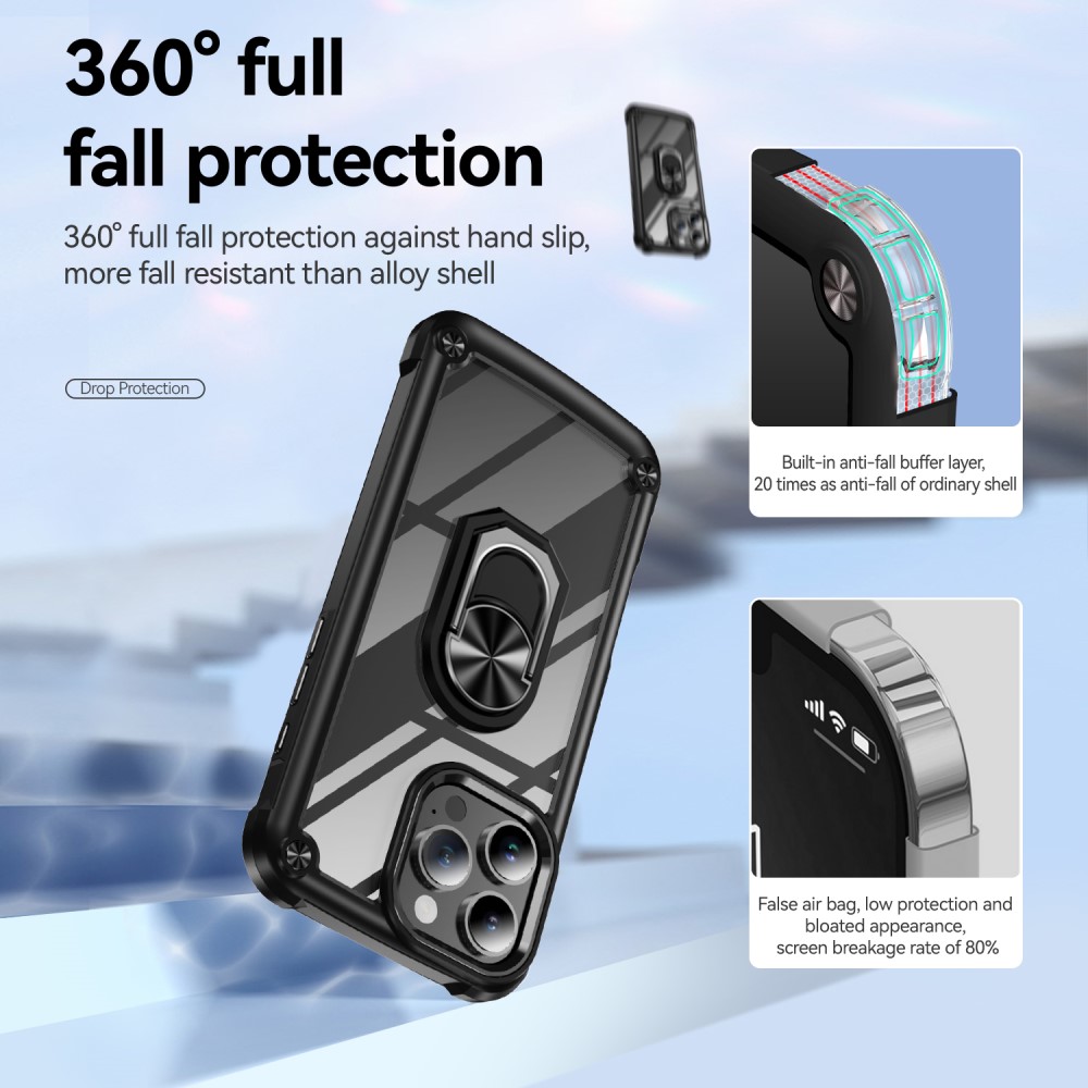  iPhone 16 Pro Max Skal Shockproof Ring Hybrid Svart