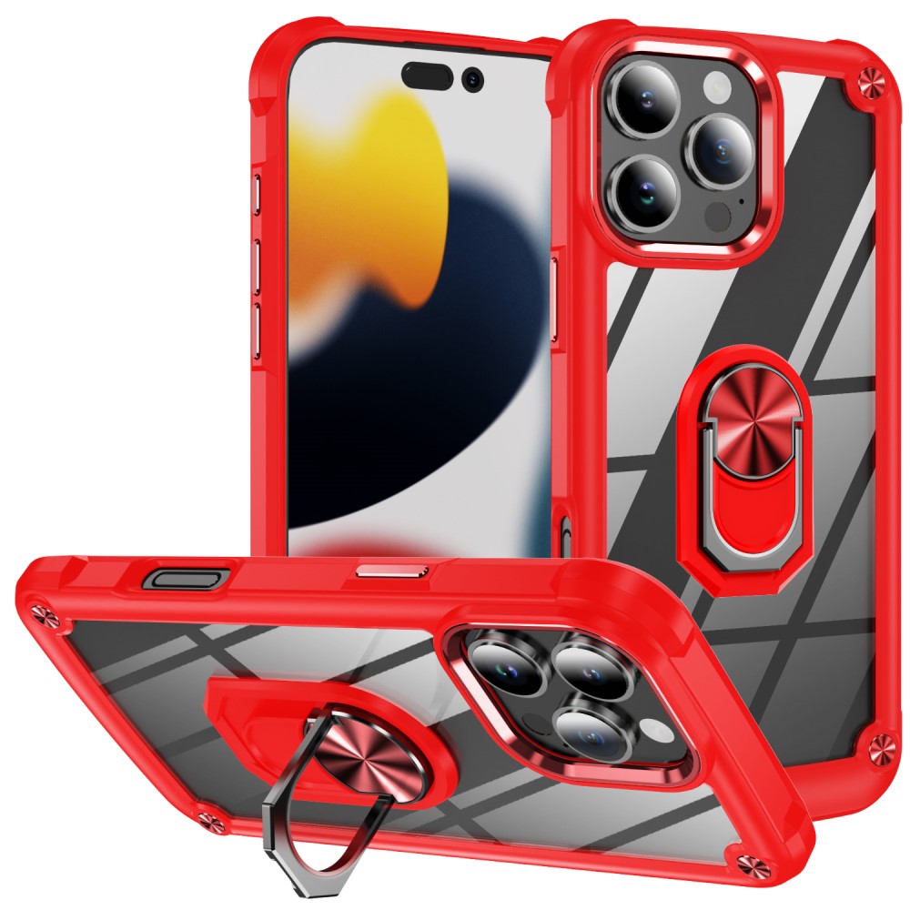  iPhone 16 Pro Max Skal Shockproof Ring Hybrid Röd