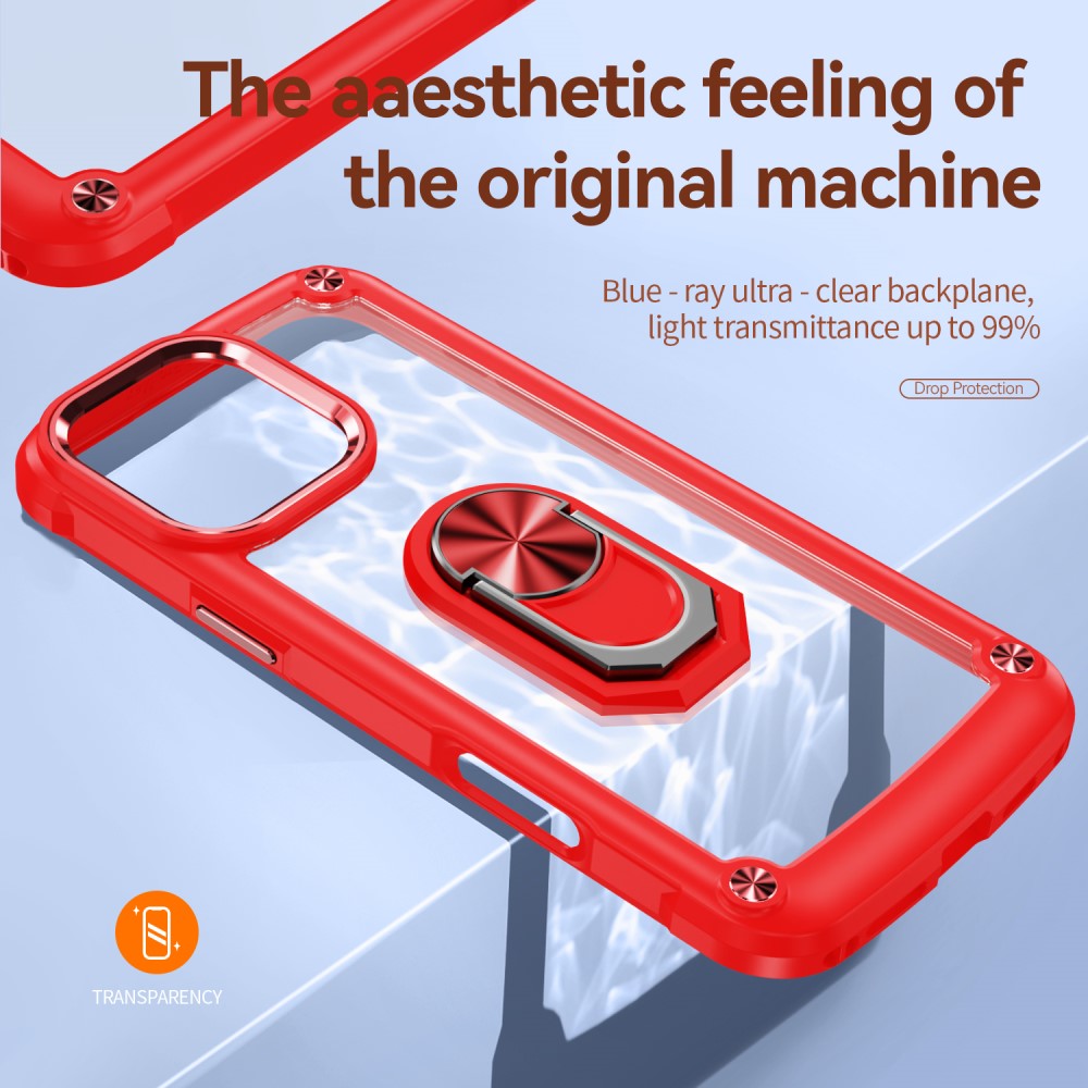  iPhone 16 Pro Max Skal Shockproof Ring Hybrid Röd