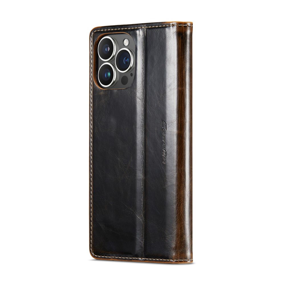 CASEME CASEME iPhone 16 Pro Fodral Oil Wax Flip Mörk Brun