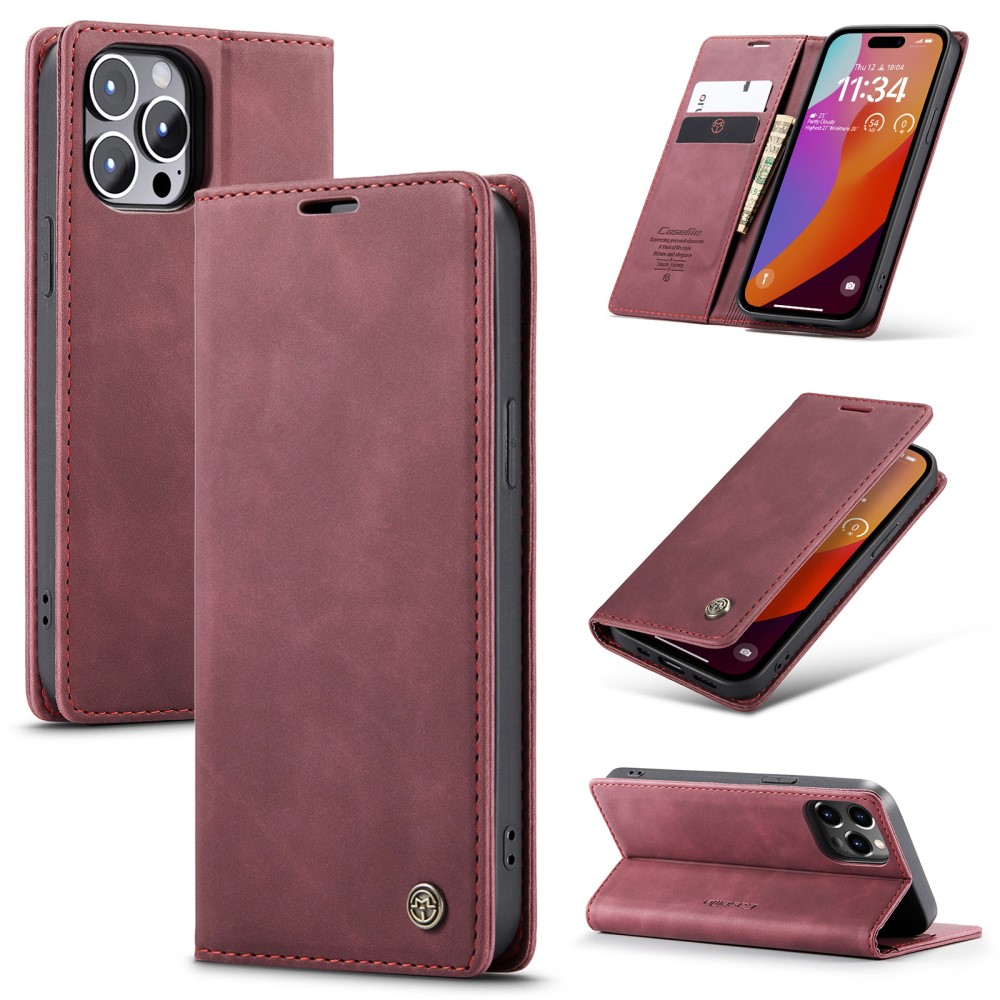 CASEME CASEME iPhone 16 Pro Max Fodral Flip Retro Läder Röd