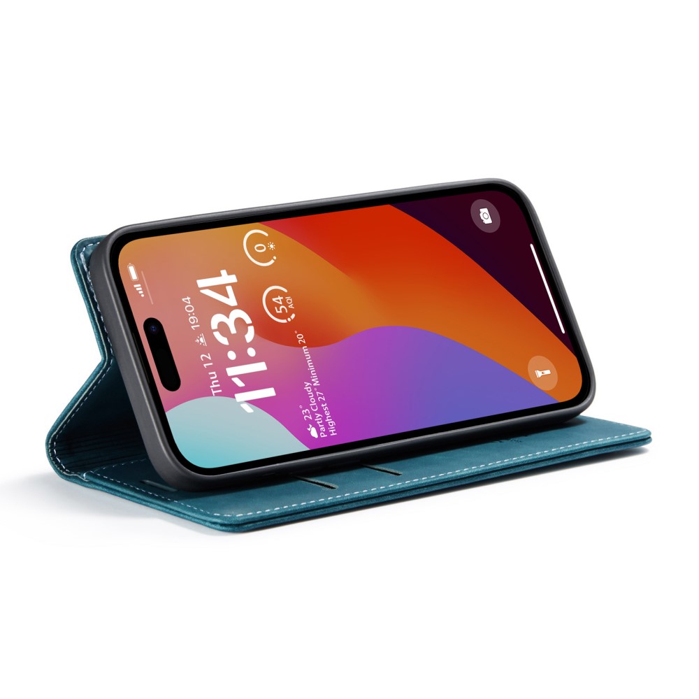 CASEME CASEME iPhone 16 Pro Max Fodral Flip Retro Läder Blå