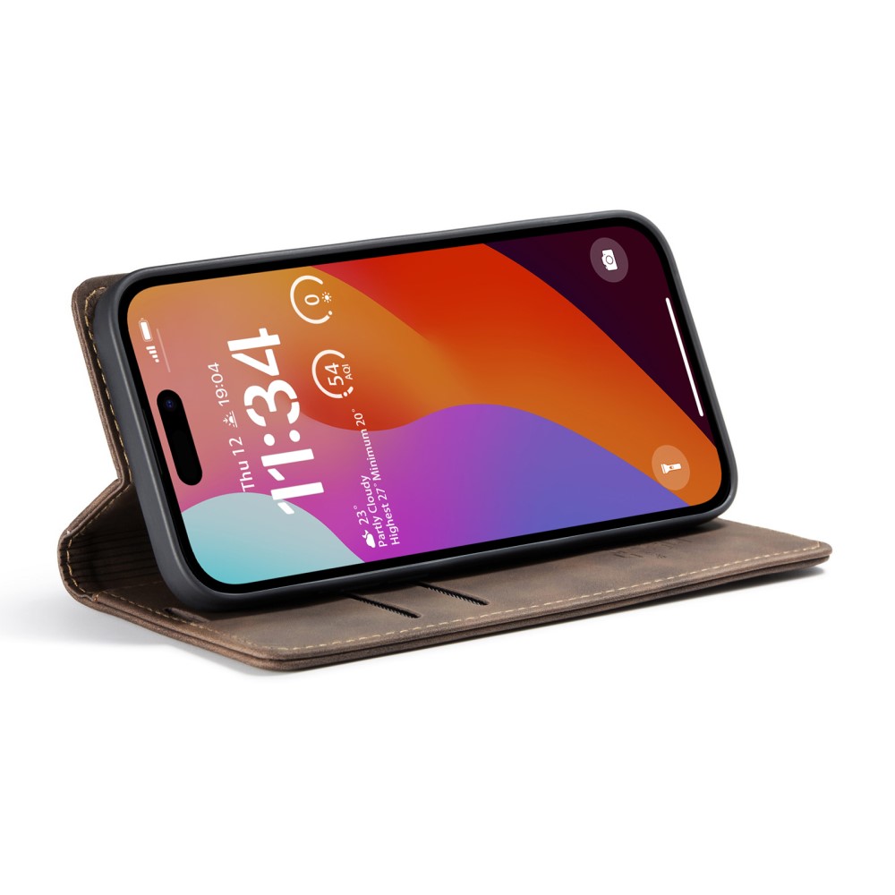 CASEME CASEME iPhone 16 Pro Fodral Flip Retro Läder Brun