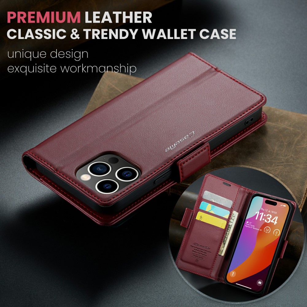 CASEME CASEME iPhone 16 Pro Max Fodral Läder RFID Röd