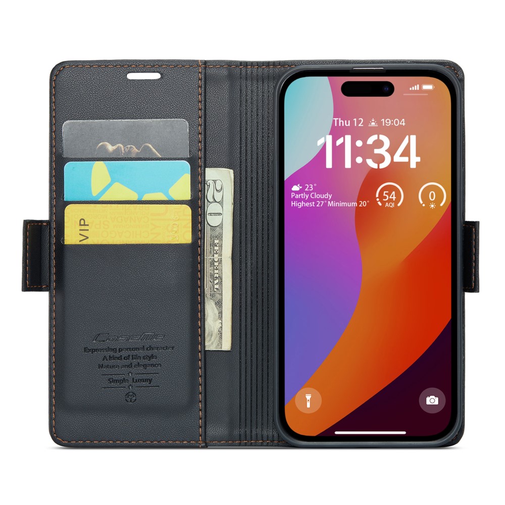 CASEME CASEME iPhone 16 Pro Max Fodral Läder RFID Svart