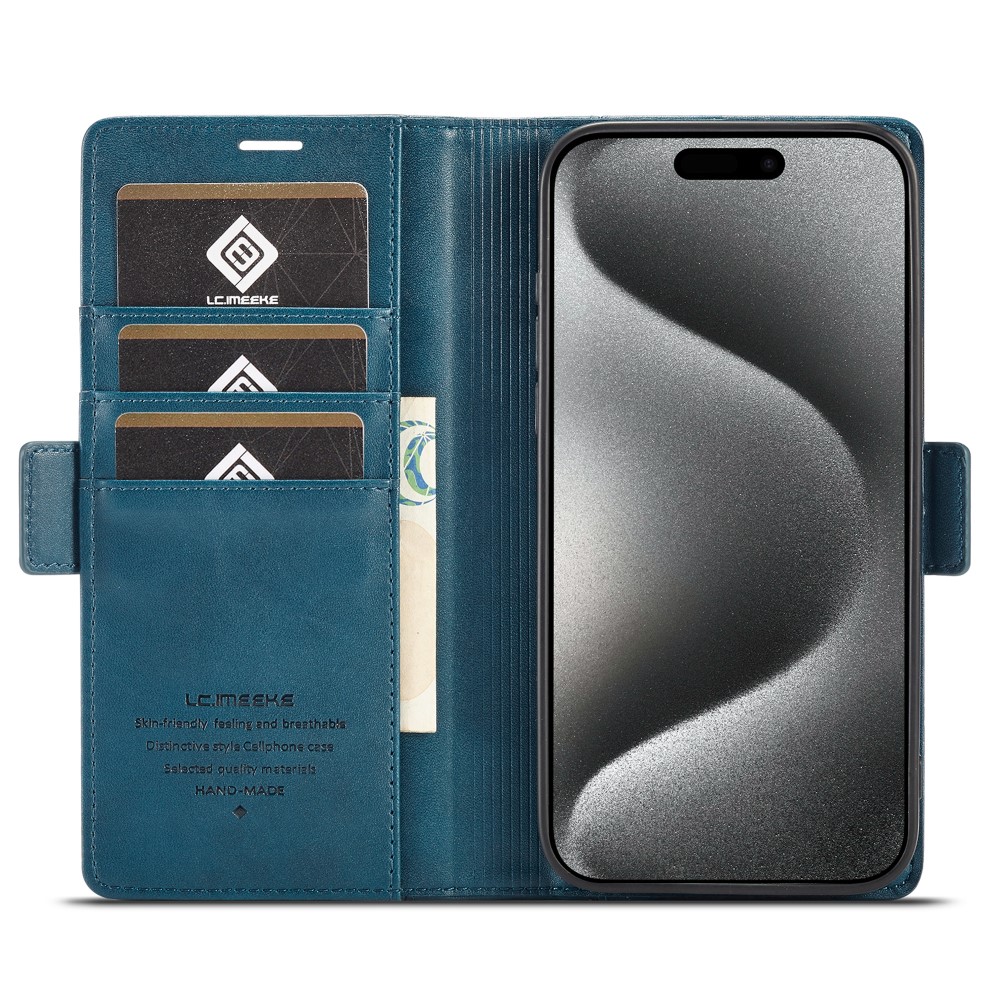 LC.IMEEKE LC.IMEEKE iPhone 16 Pro Fodral Läder Blå