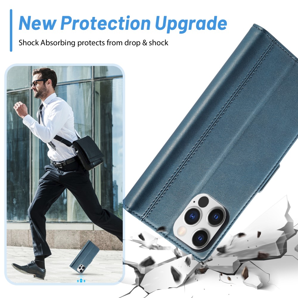 LC.IMEEKE LC.IMEEKE iPhone 16 Pro Fodral Läder Blå