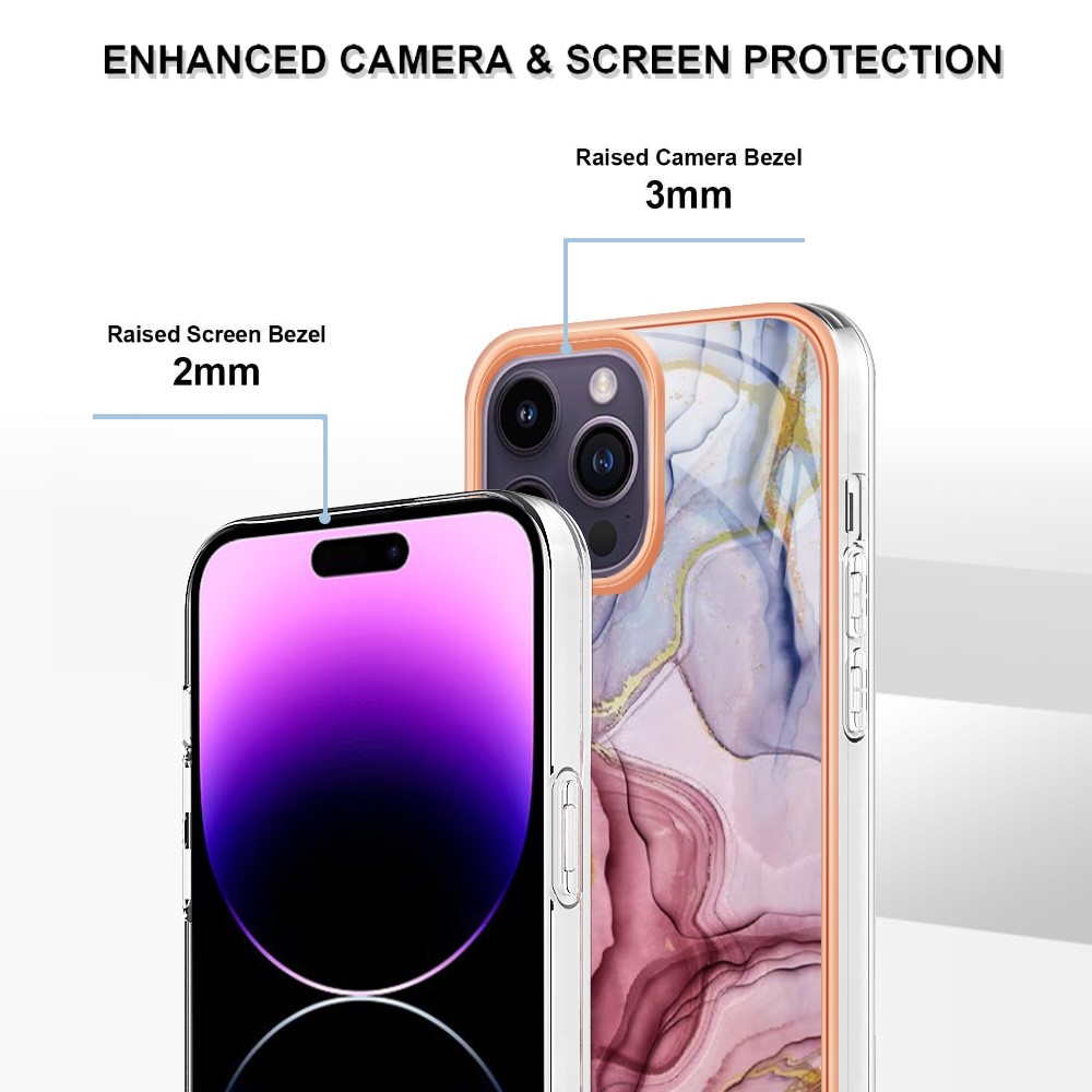  iPhone 16 Pro Skal TPU Marmor Roséguld