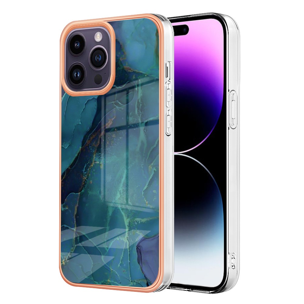  iPhone 16 Pro Skal TPU Marmor Grön