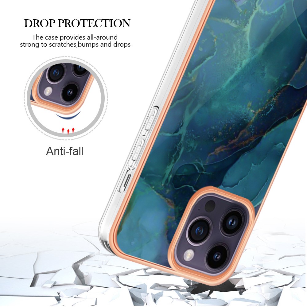  iPhone 16 Pro Skal TPU Marmor Grön