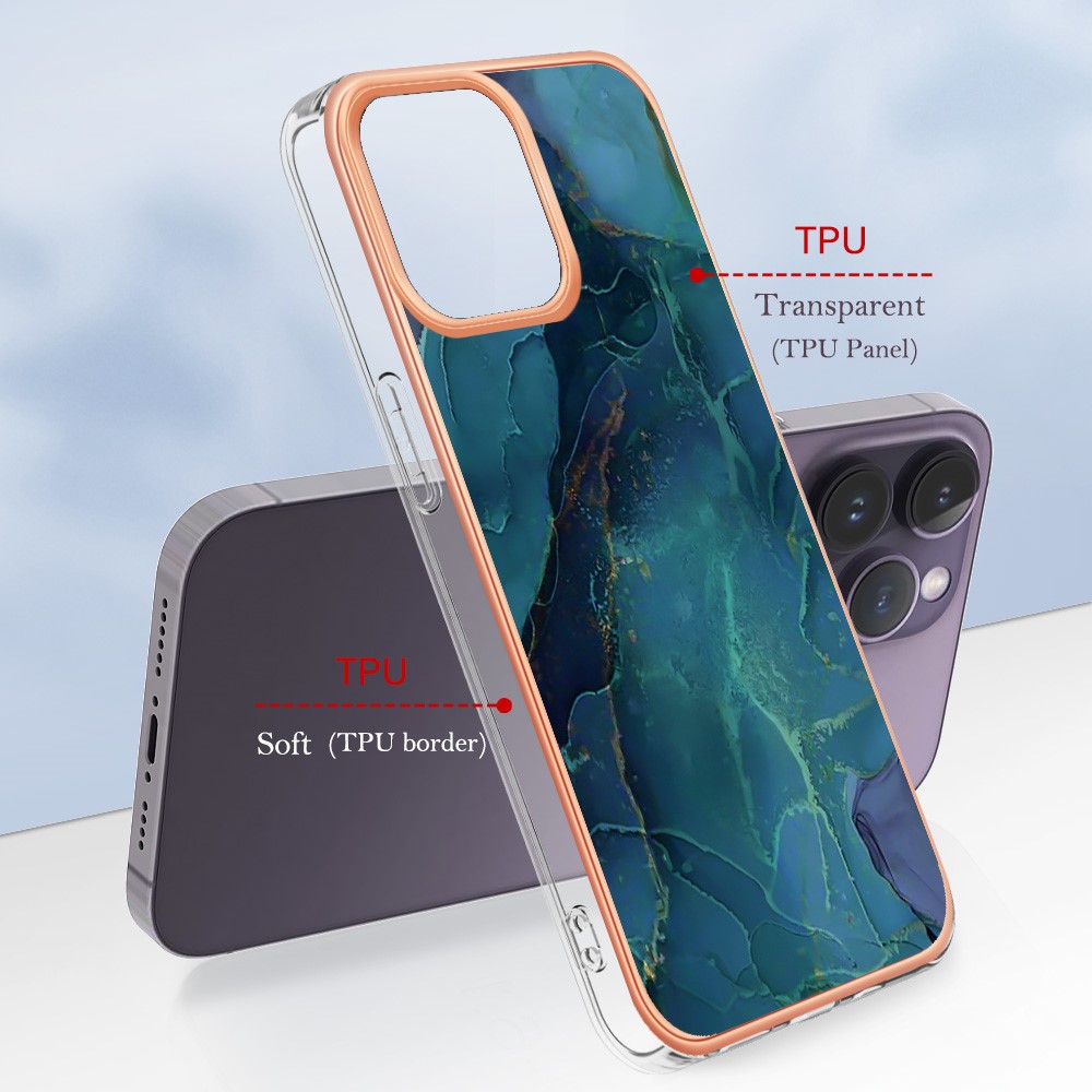  iPhone 16 Pro Skal TPU Marmor Grön