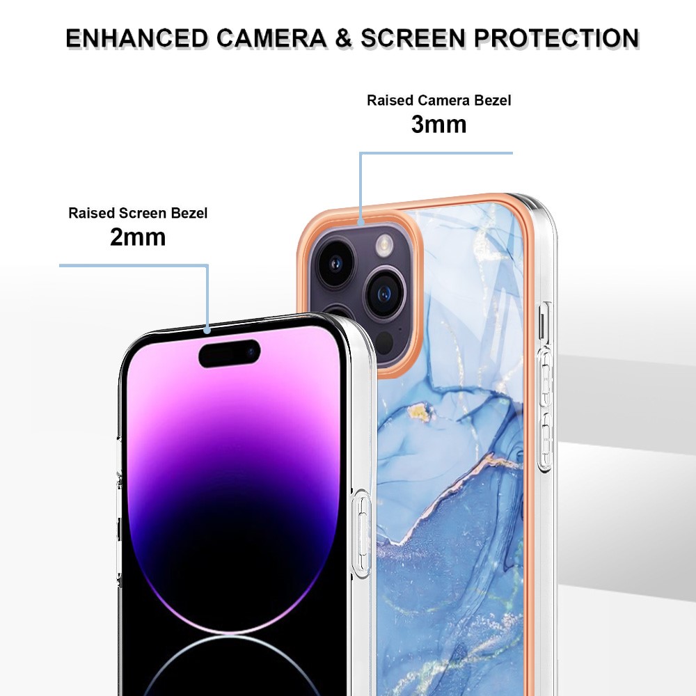  iPhone 16 Pro Max Skal TPU Marmor Blå