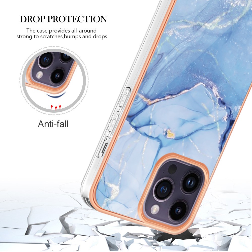  iPhone 16 Pro Max Skal TPU Marmor Blå