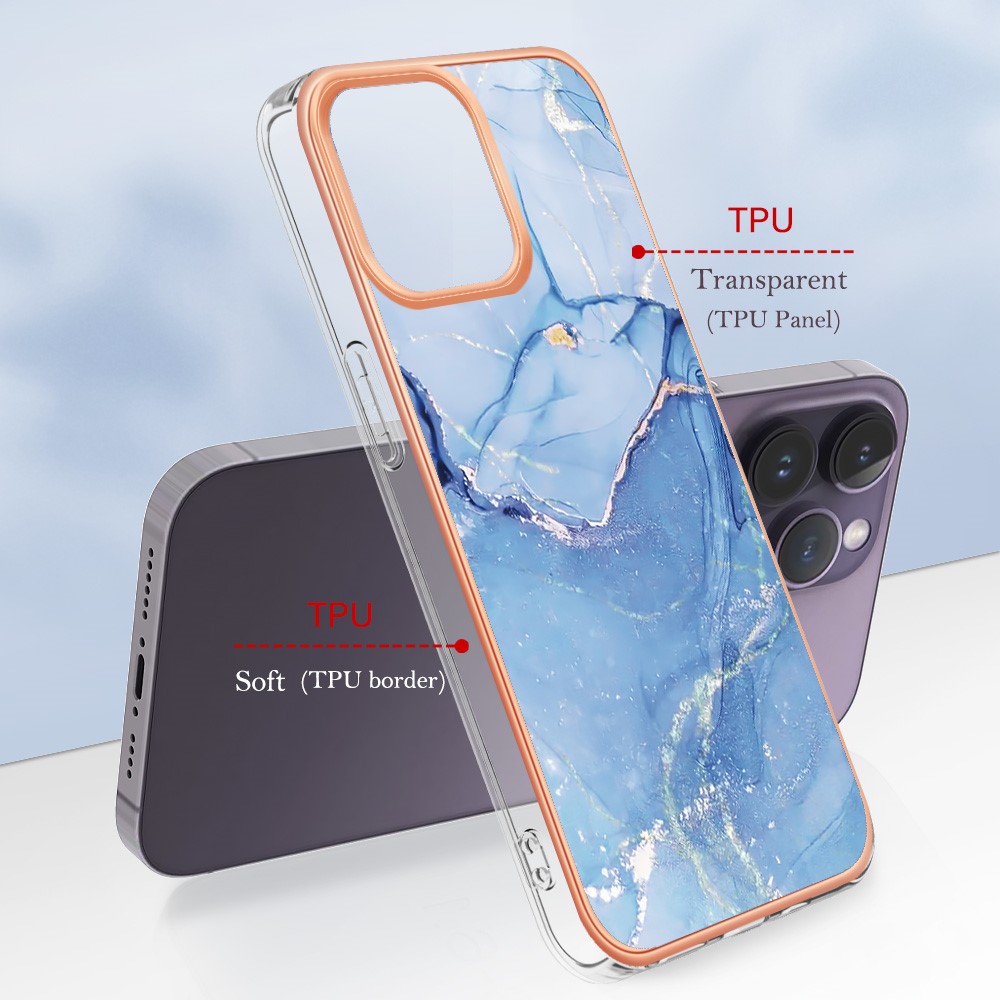  iPhone 16 Pro Max Skal TPU Marmor Blå