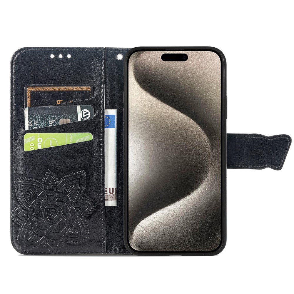  iPhone 16 Pro Max Fodral Med Fjäril Tryck Svart