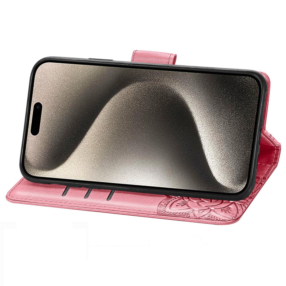  iPhone 16 Pro Max Fodral Med Fjäril Tryck Rosa