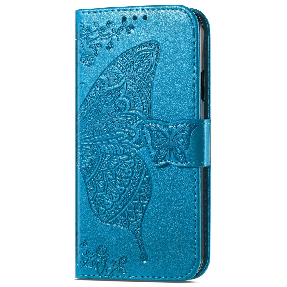  iPhone 16 Pro Max Fodral Med Fjäril Tryck Blå