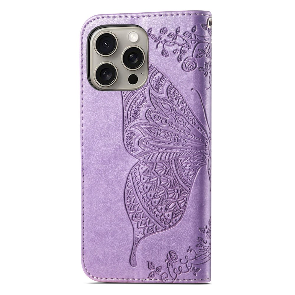  iPhone 16 Pro Max Fodral Med Fjäril Tryck Lila