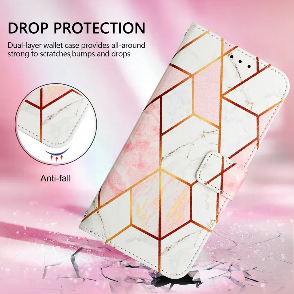  iPhone 16 Pro Max Fodral Marmor Vit/Rosa