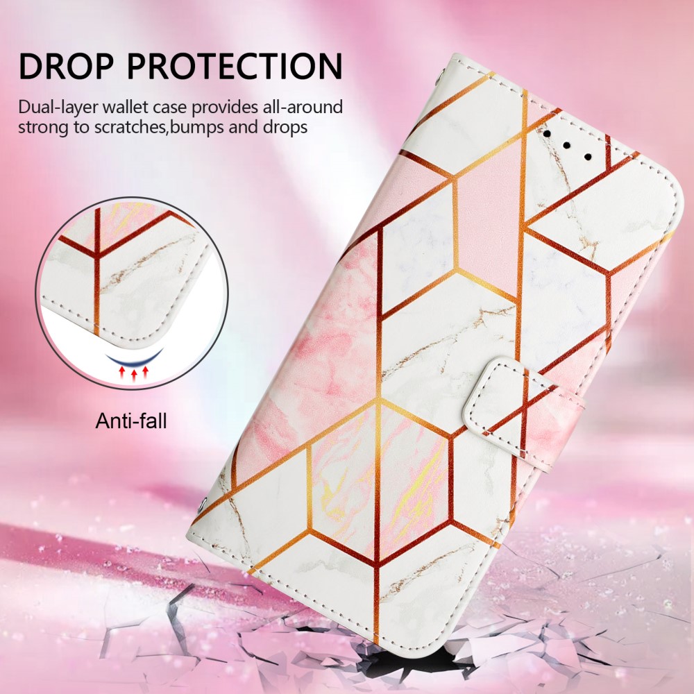  iPhone 16 Pro Max Fodral Marmor Vit/Rosa