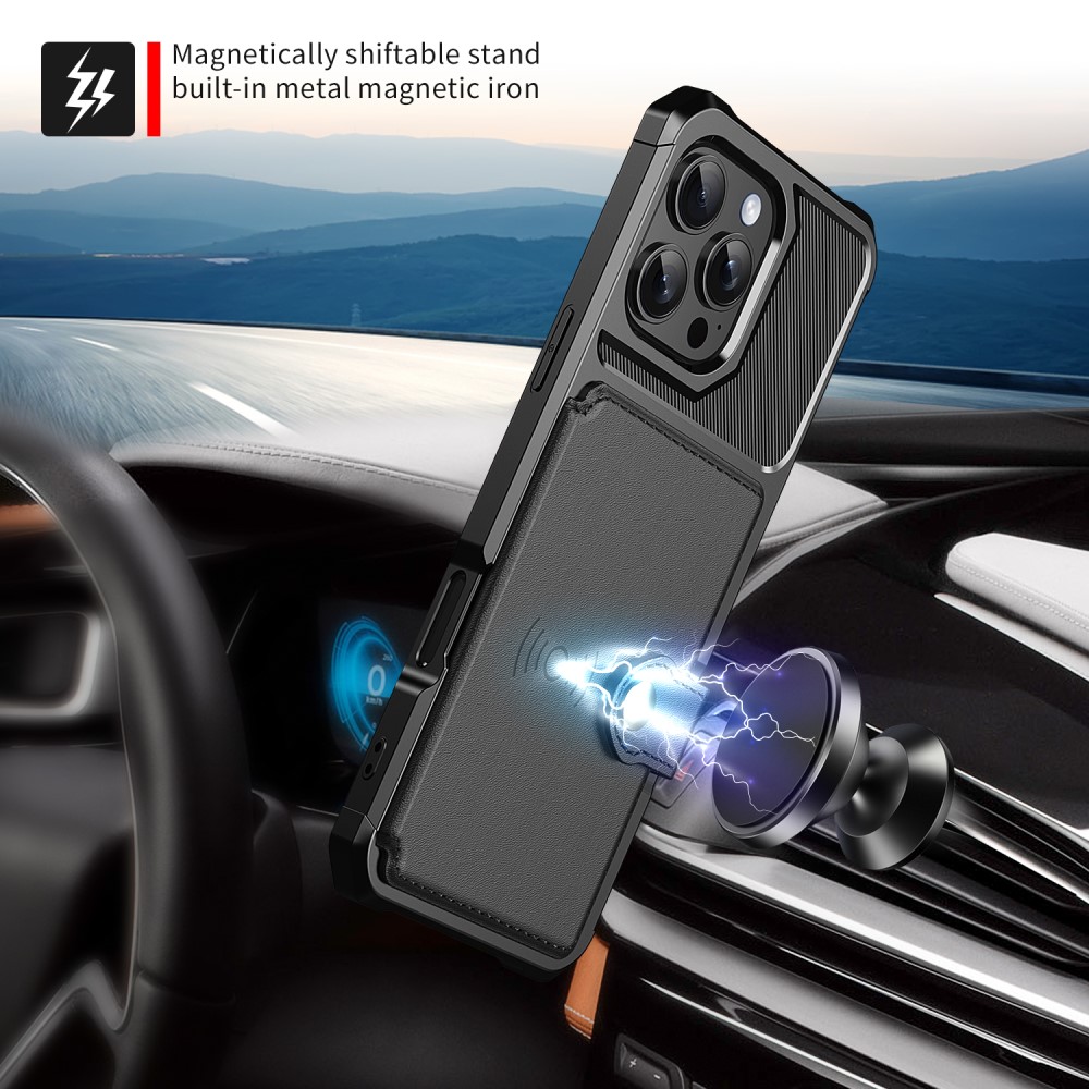  iPhone 16 Pro Skal Med Kortfack Svart