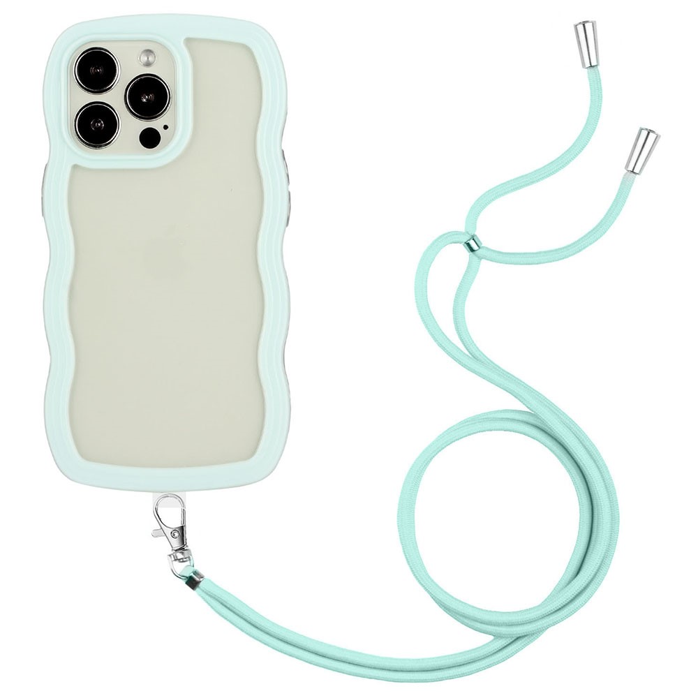  iPhone 16 Pro Max Skal Wavy Hybrid Mobilsnöre Ljus Blå