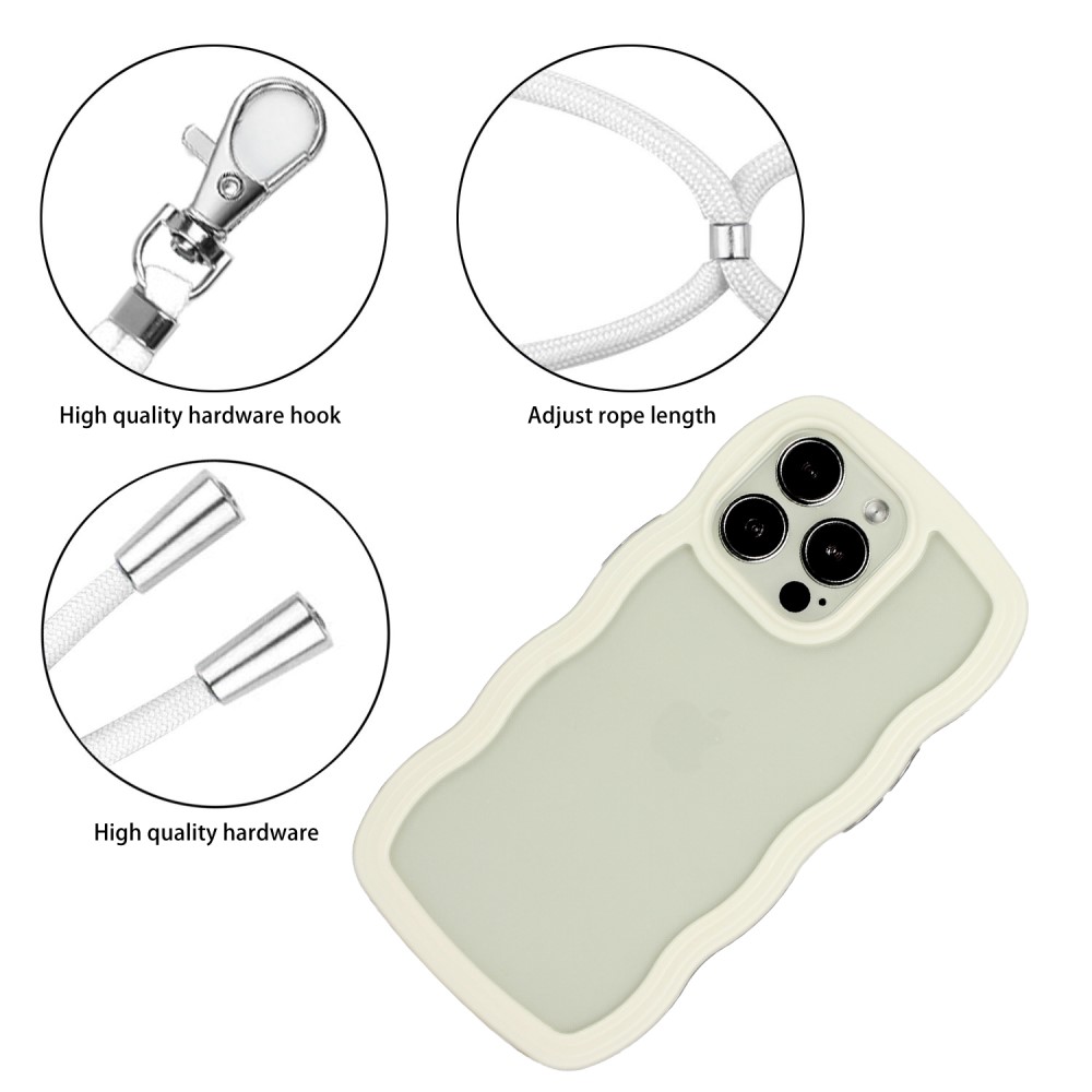  iPhone 16 Pro Max Skal Wavy Hybrid Mobilsnöre Vit