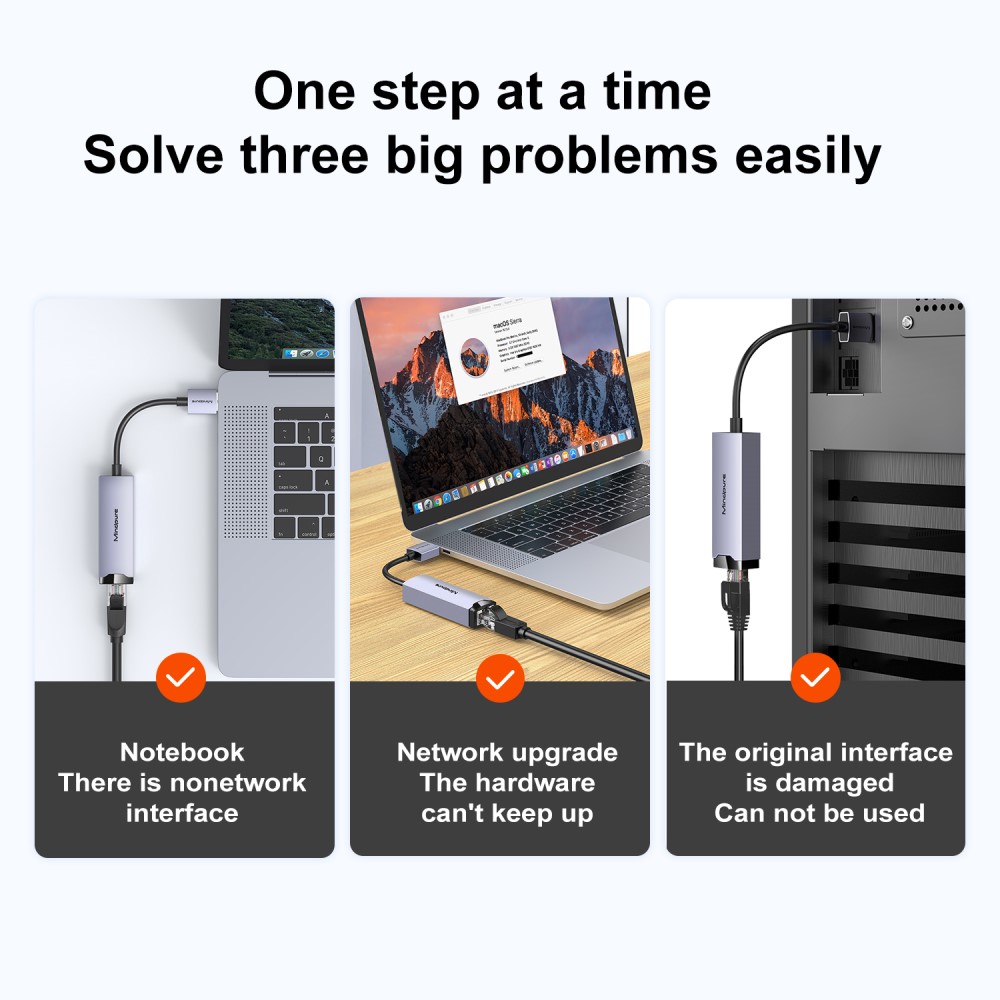 MINDPURE MINDPURE USB-A 3.0 - RJ45 Nätverksadapter Grå