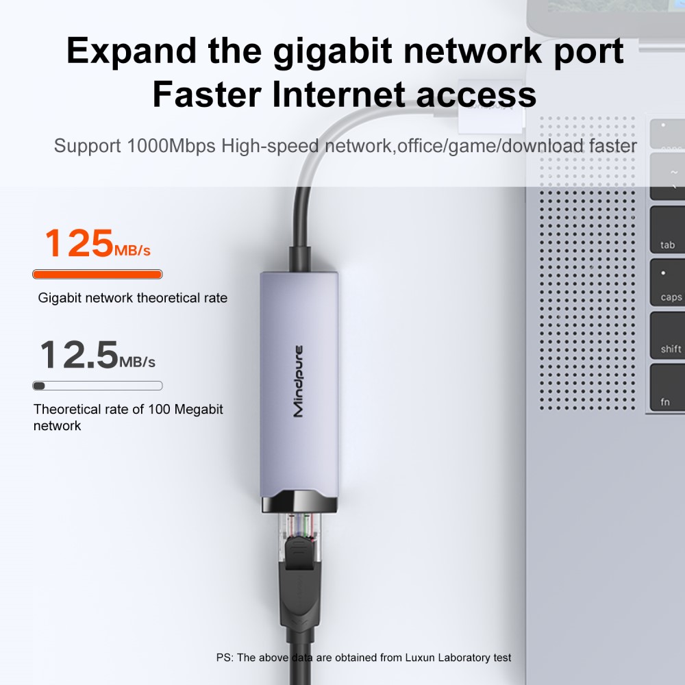 MINDPURE MINDPURE USB-A 3.0 - RJ45 Nätverksadapter Grå