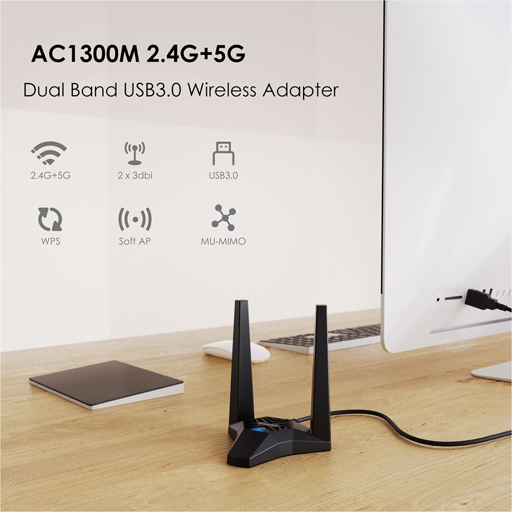 Wavlink Wavlink Externt Nätverkskort AC1300M Dual-Band USB 3.0