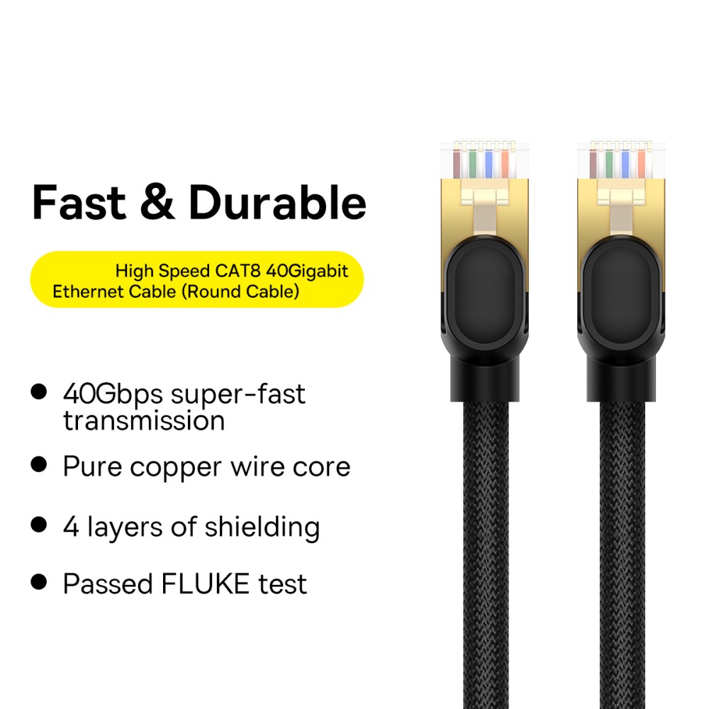 BASEUS BASEUS 1 m Cat8 40Gbps RJ45 Nätverkskabel Svart