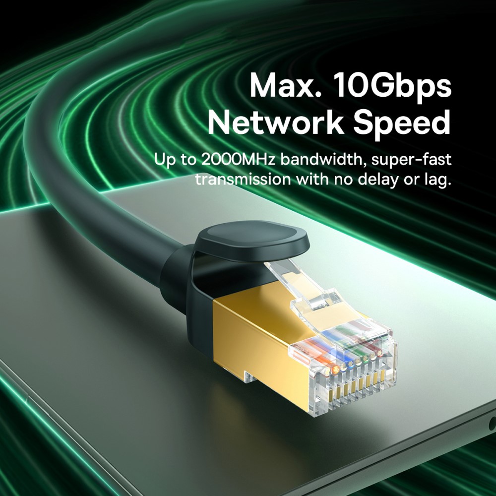 BASEUS BASEUS 1 m Cat8 40Gbps RJ45 Nätverkskabel Svart