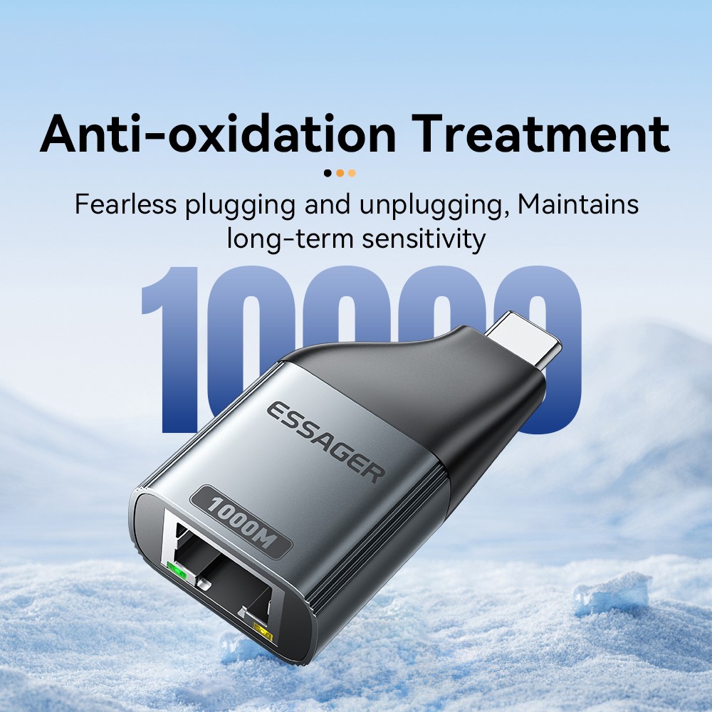 ESSAGER ESSAGER USB-C Hona Till RJ45 Adapter Grå