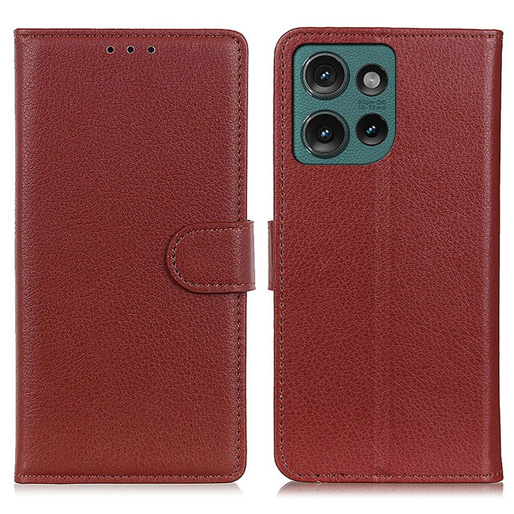  Motorola Edge 50 Neo Fodral Litchi Läder Brun